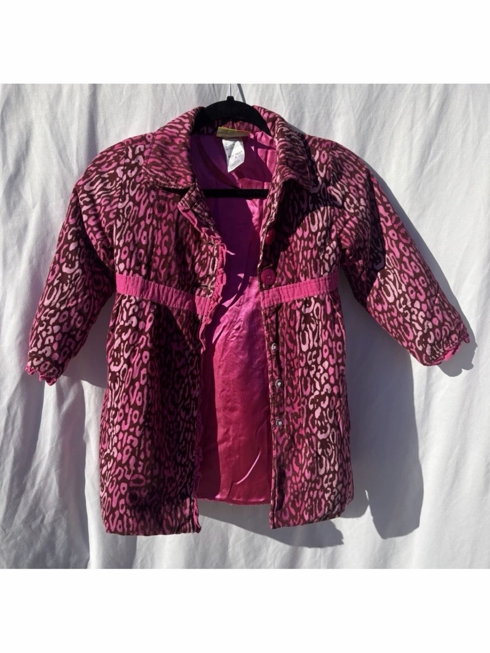 Penelope Mack Girls Jacket Coat Size 6 Pink Leopard Animal Print